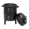 3-in-1 Vertical Charcoal Smoker and BBQ Grill with Built-in Thermometer & 2 Access Doors for Outdoor Cooking
