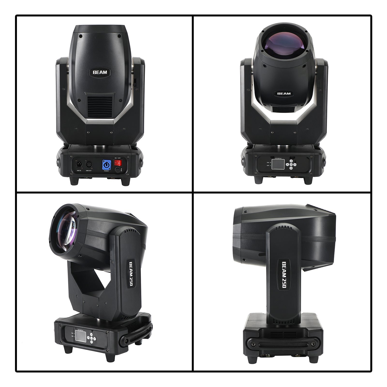 250W 8R Moving Head Stage Light – RGBW 3-in-1 Beam Spot Wash with Double Prism & Gobo for DJ Disco Party