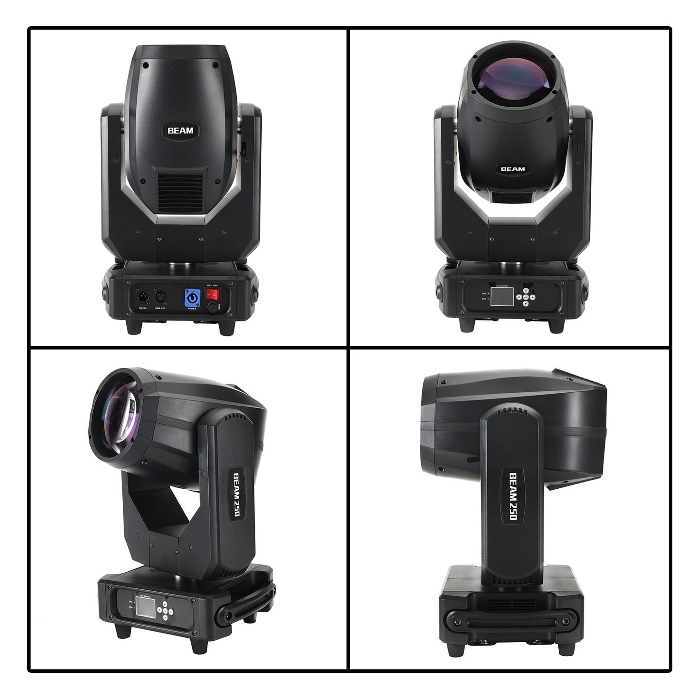 250W 8R Moving Head Stage Light – RGBW 3-in-1 Beam Spot Wash with Double Prism & Gobo for DJ Disco Party