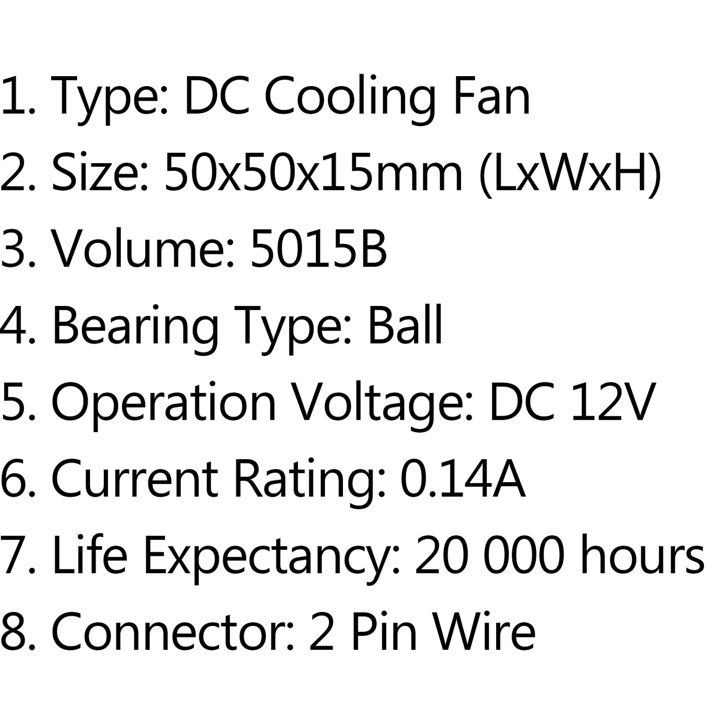 1Pcs DC Brushless Cooling PC Computer Fan 12V 5015B 50x50x15mm 0.14A 2 Pin Wire