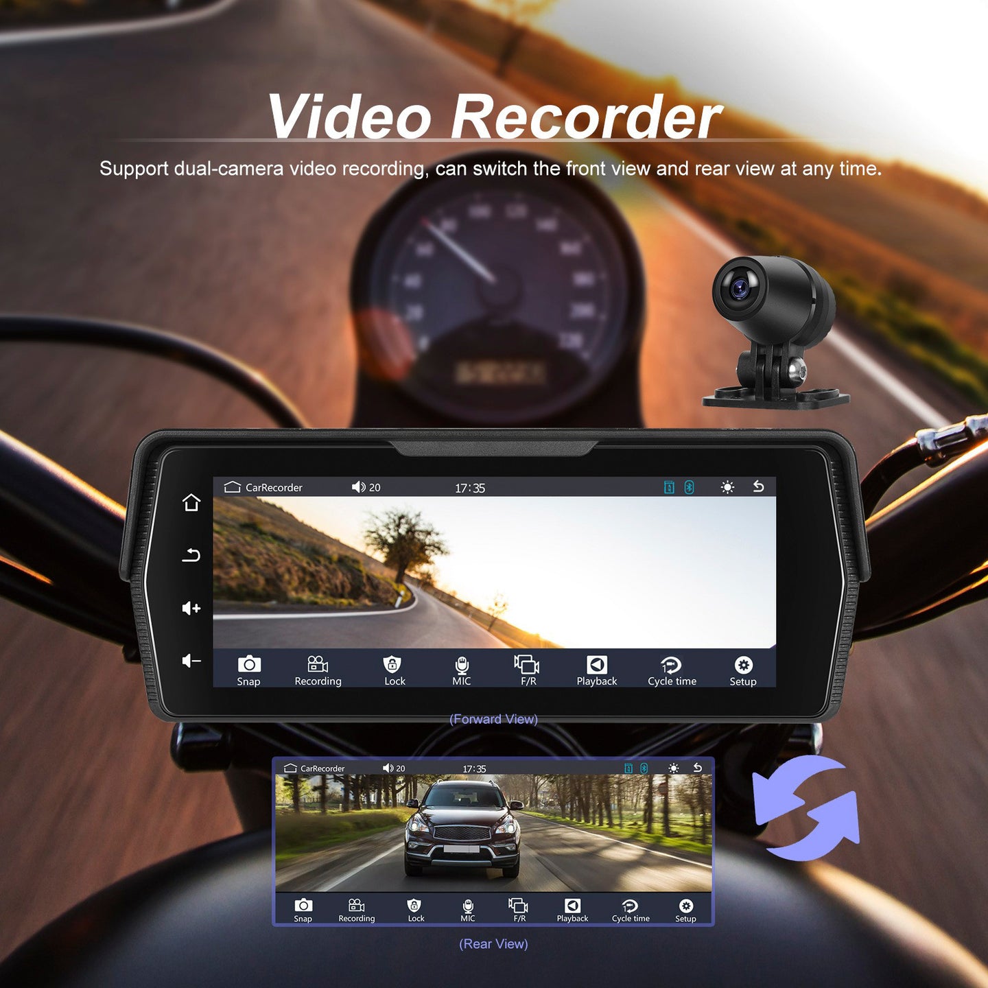 6.86-inch PND Supports Dual Recording Wireless CarPlay Android for Motorcycles
