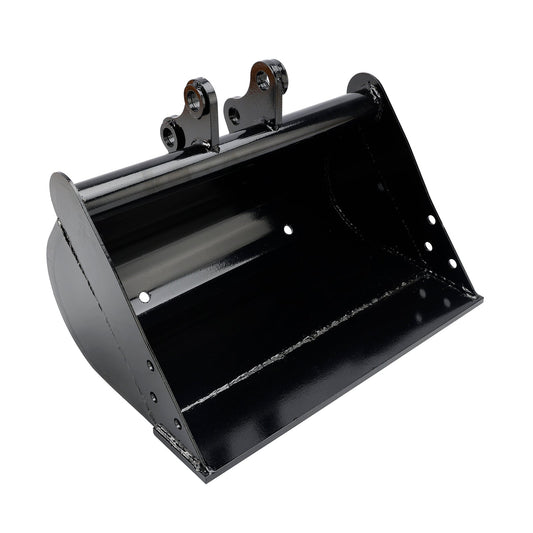 20" (500mm) Mini Excavator Mud Bucket, Plain Edge for Grading, Fits 25mm Pins, 90mm Centers, 90mm Span