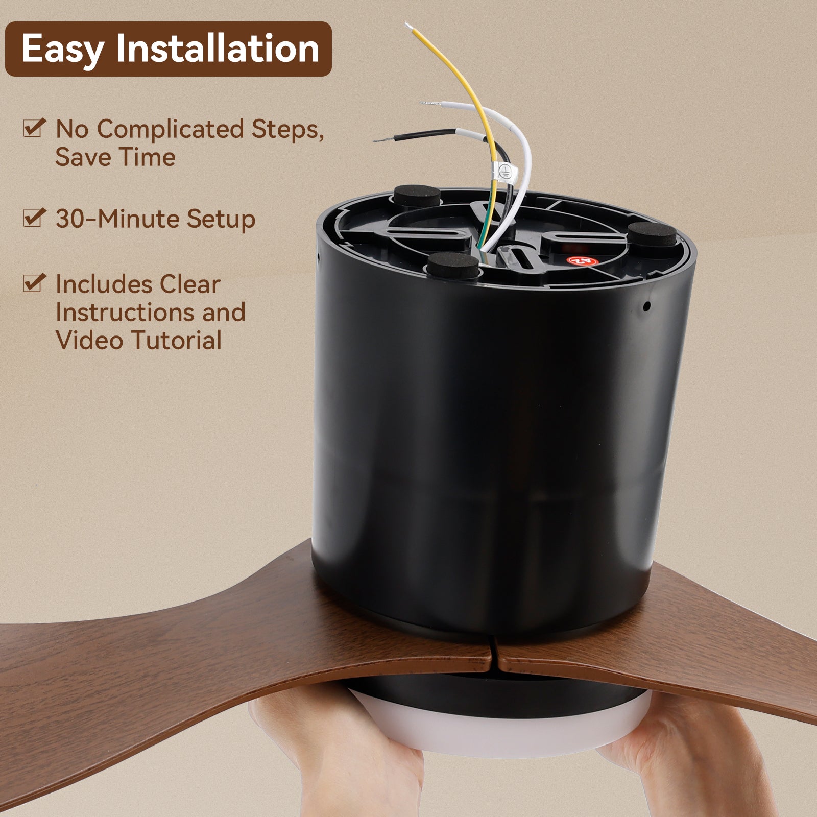 52-Inch Smart Ceiling Fan with Light, Quiet DC Motor, Remote & App Control, Dimmable 3-Color LED, 6-Speed Reversible