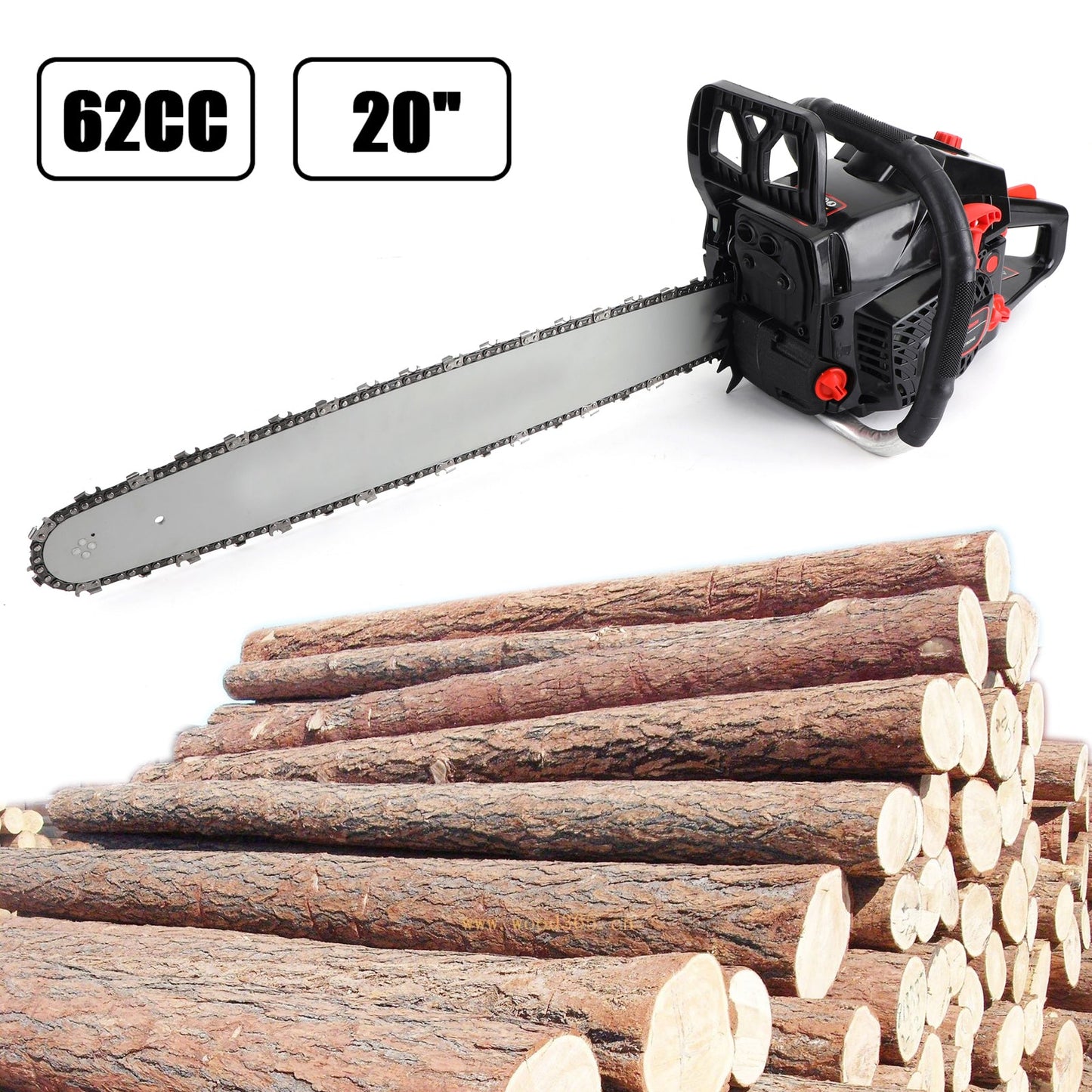 62cc Gas Chainsaw 20" Bar Gasoline Powered Chain Saw 2 Cycle Engine Cutting