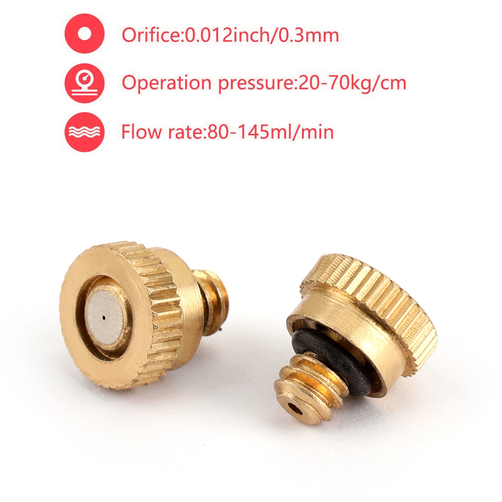 50X Brass Misting Nozzles Water Mister Sprinkle For Cooling System 0.012" 10/24