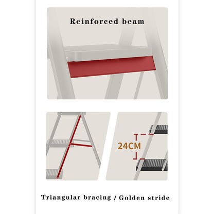 4-Step Ultra-Slim Folding Ladder, 2" Thick Carbon Steel Step Stool with Wide Anti-Slip Pedals, 330 lbs Capacity (Black)