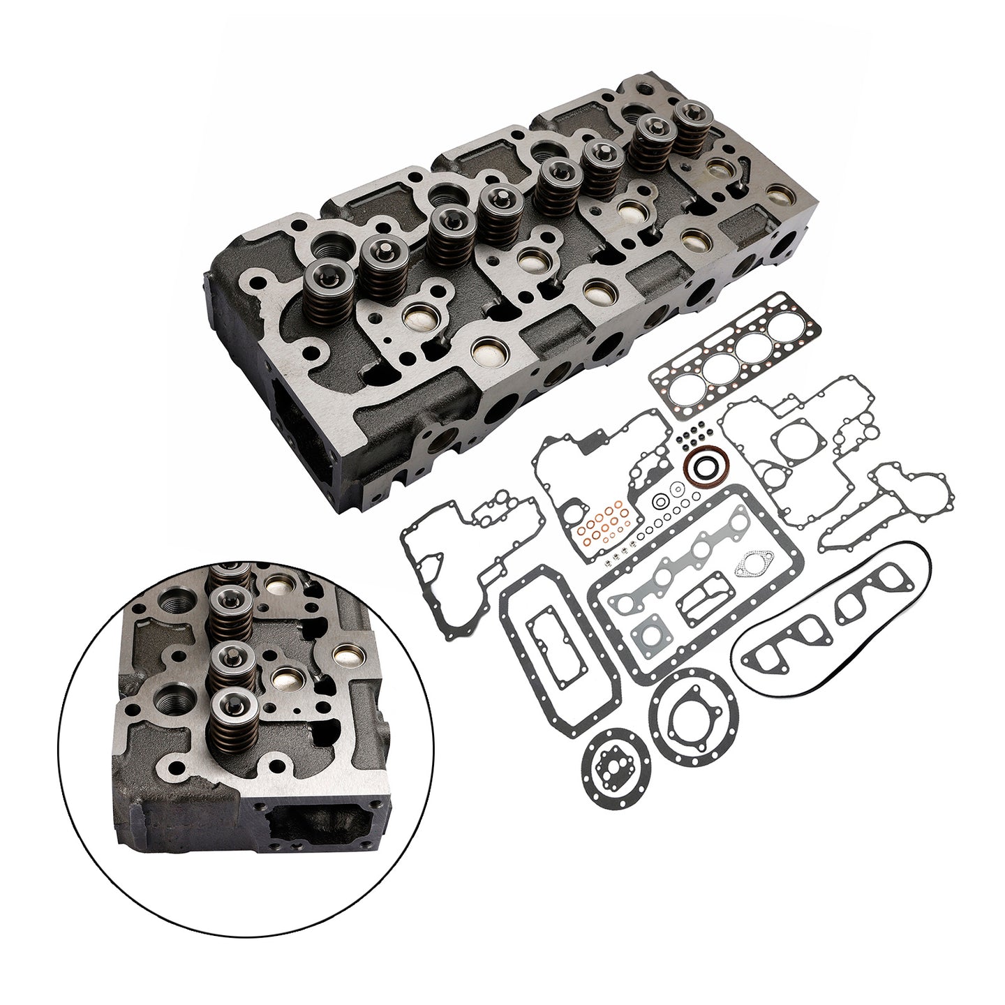 Complete Engine Cylinder Head with Valve Spring & Gasket Kit for Kubota V1902 Engine