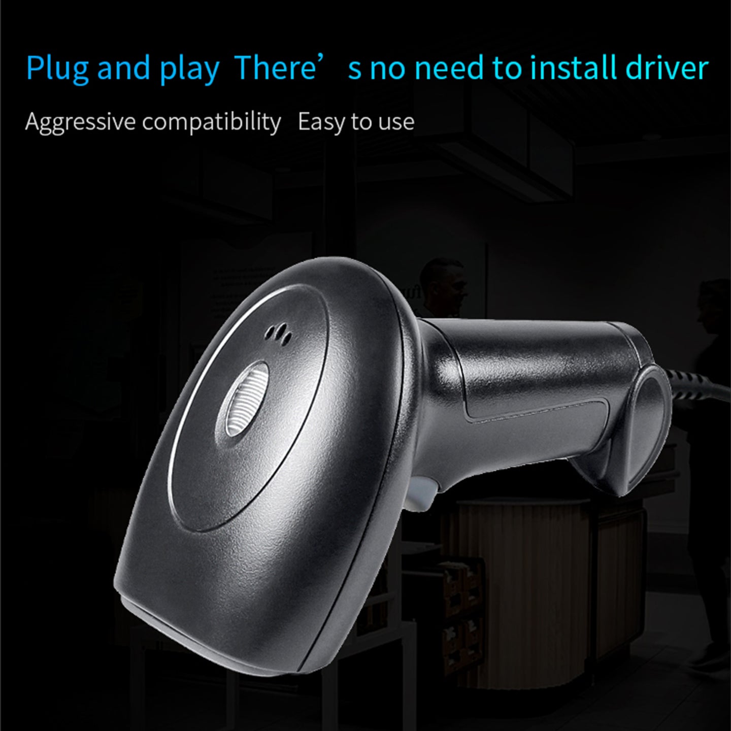 2 In1 1D+2D Portable Handheld Gun Auto USB Laser Scanner Bar Code Reader w Stand