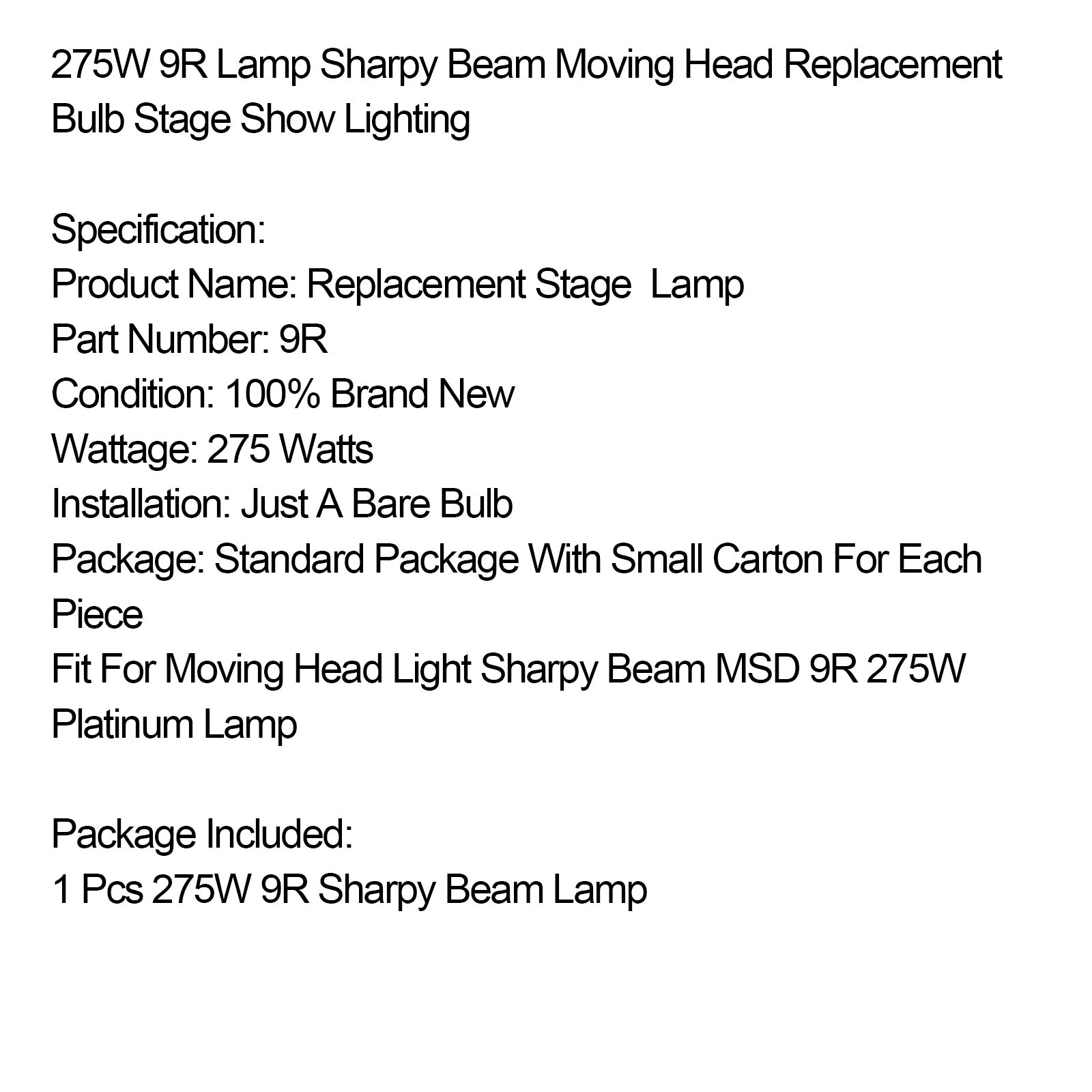 275W 9R Lamp Sharpy Beam Moving Head Replacement Bulb Stage Show Lighting