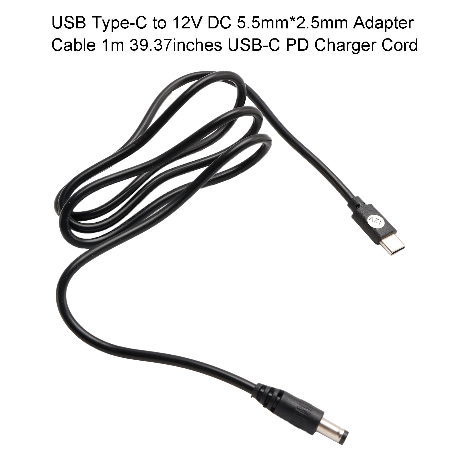PD USB Charger 12V DC 5.5mm*2.5mm Adapter 1m 39.37inches Charging Cord