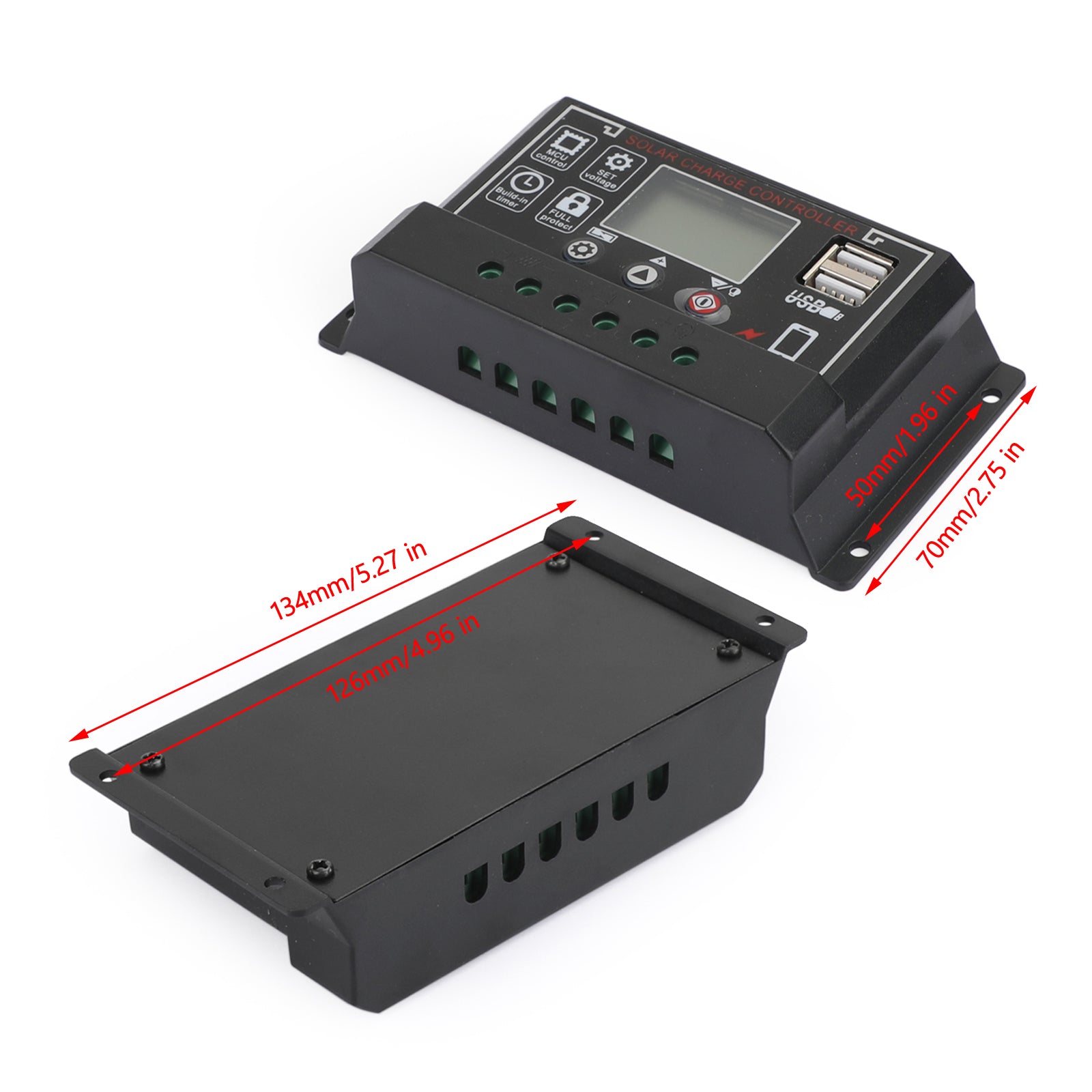 30A 12V/24V Solar Panel Battery Regulator Charge Controller PWM 4-Stage Dual USB
