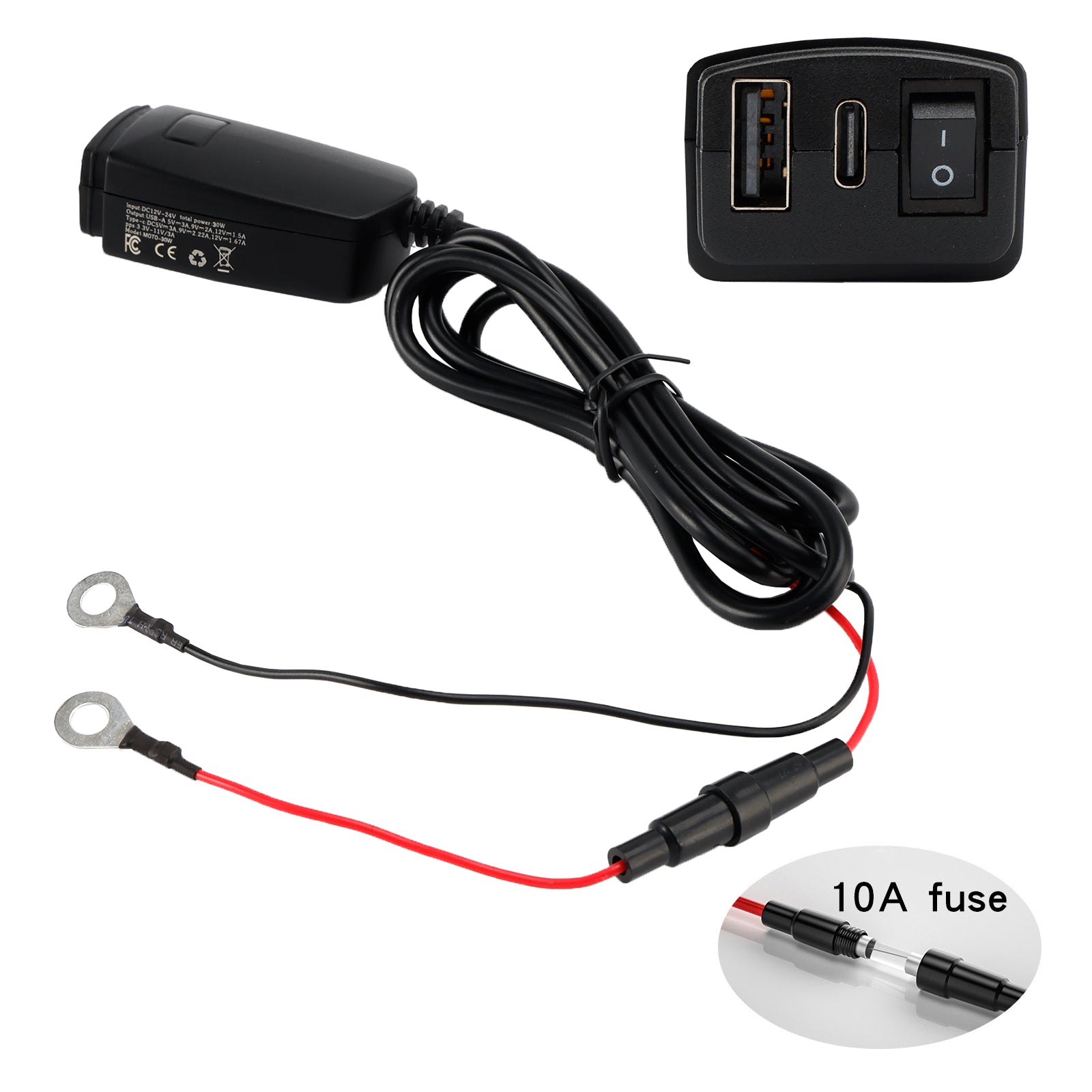 Motorcycle USB Super Fast Charging Handlebar Holder PD+QC3.0 Tpye-C Mobile Phone