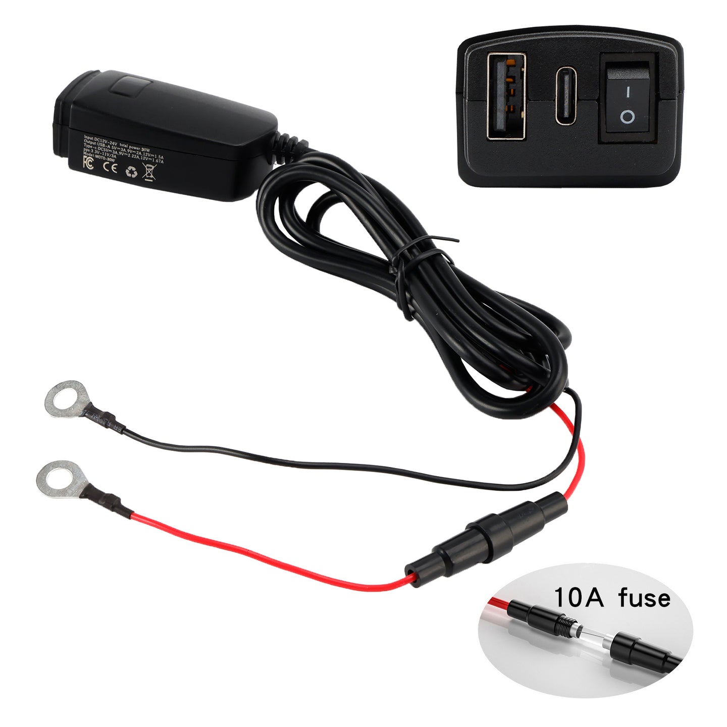 Motorcycle USB Super Fast Charging Handlebar Holder PD+QC3.0 Tpye-C Mobile Phone