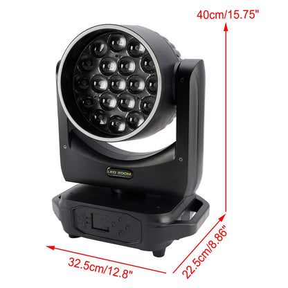 19x20W LED Zoom Moving Head Stage Light – RGBW DMX Beam & Wash Lighting for DJ Disco Party