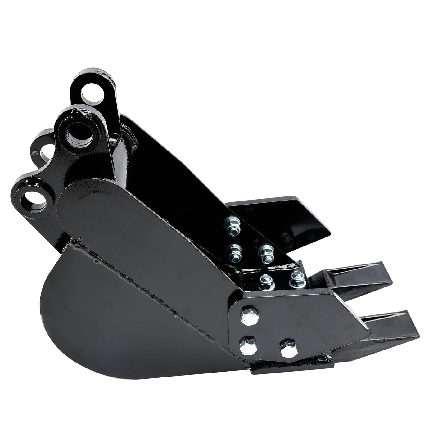 8" (200mm) Mini Excavator Trenching Bucket, 2-Tooth, Fits 25mm Pins, 90mm Pin Centers, 90mm Span