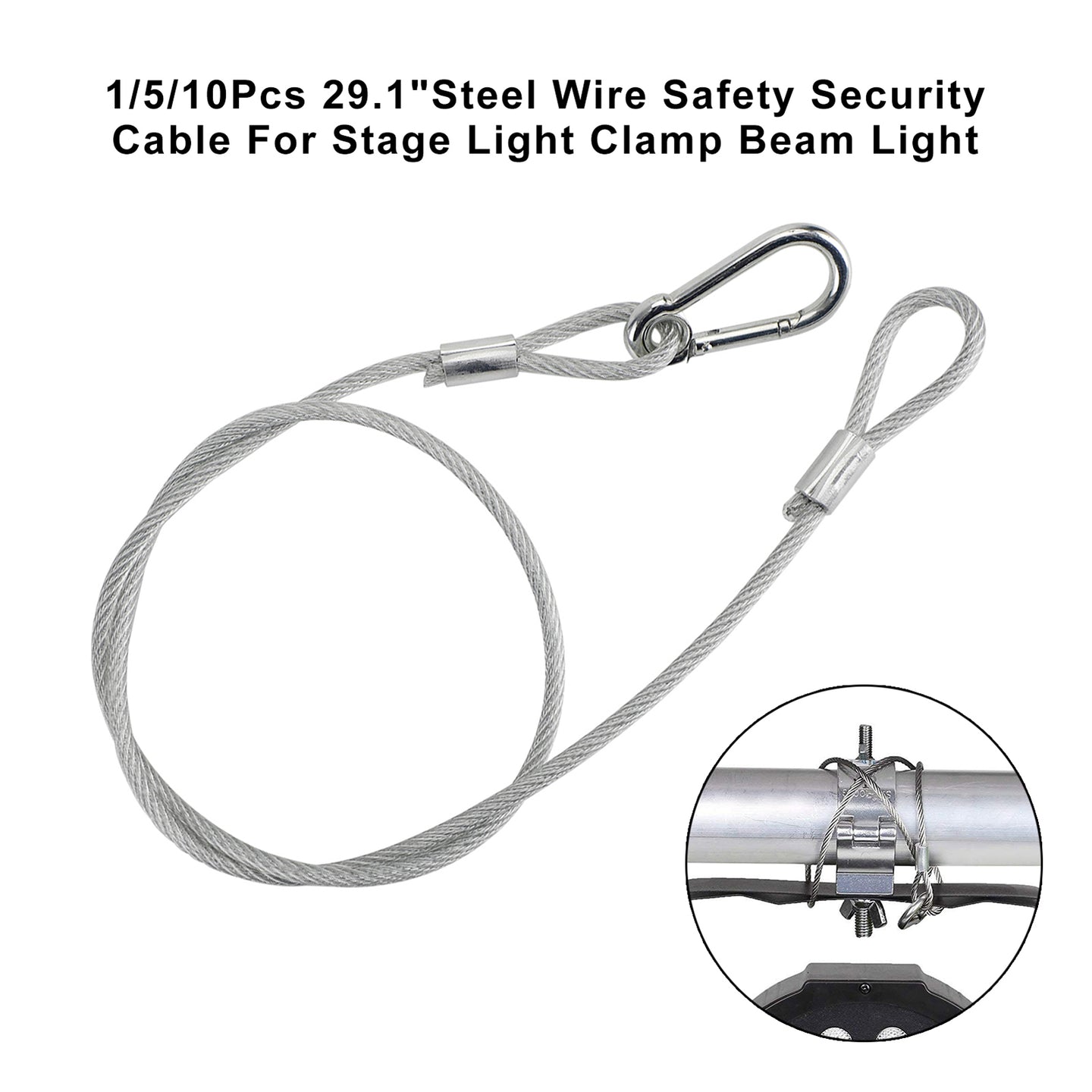 1/5/10Pcs 29.1"Steel Wire Safety Security Cable For Stage Light Clamp Beam Light