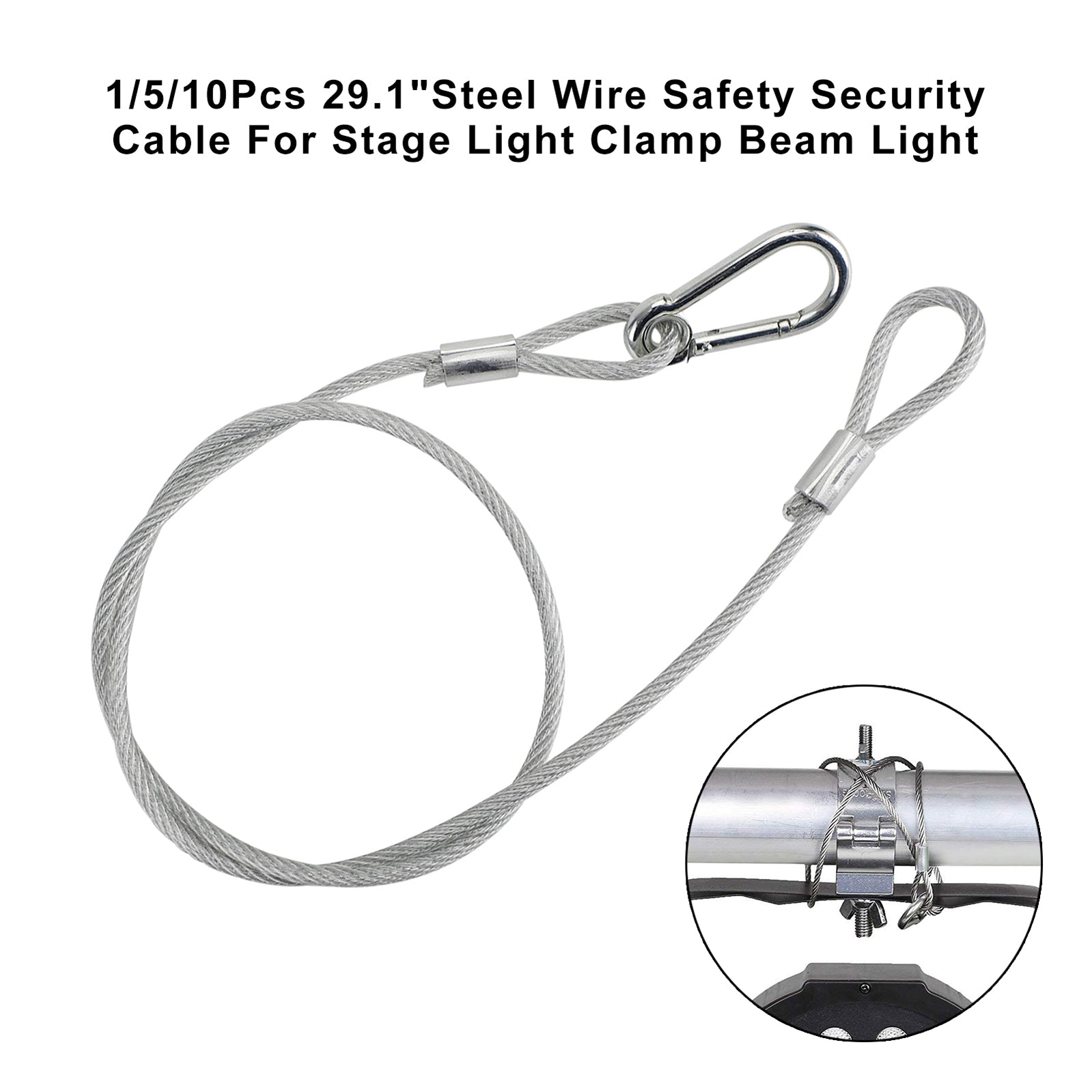 1/5/10Pcs 29.1"Steel Wire Safety Security Cable For Stage Light Clamp Beam Light