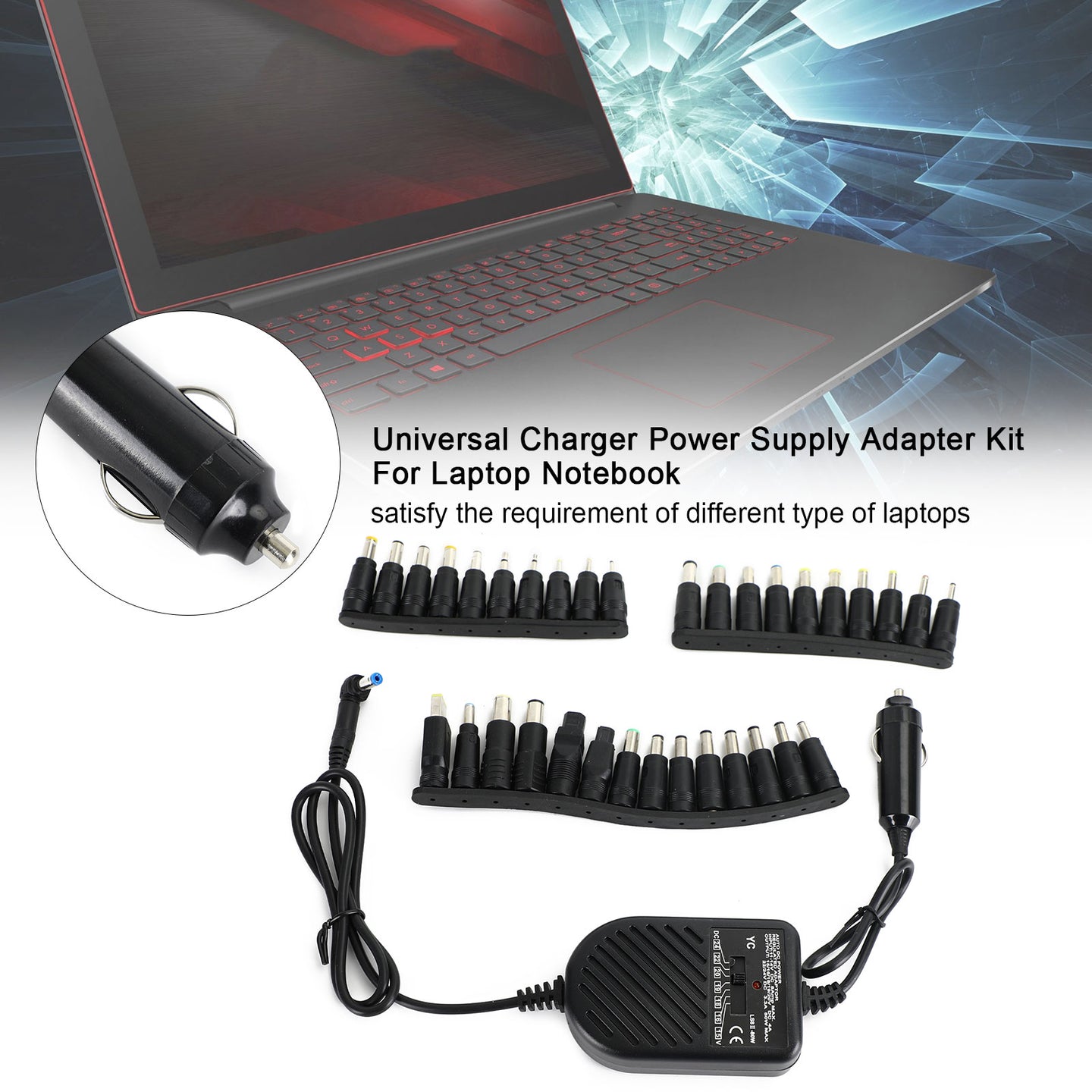 80W Car Laptop Notebook Charger Travel Adapter Universal 34 Tips Power Supply