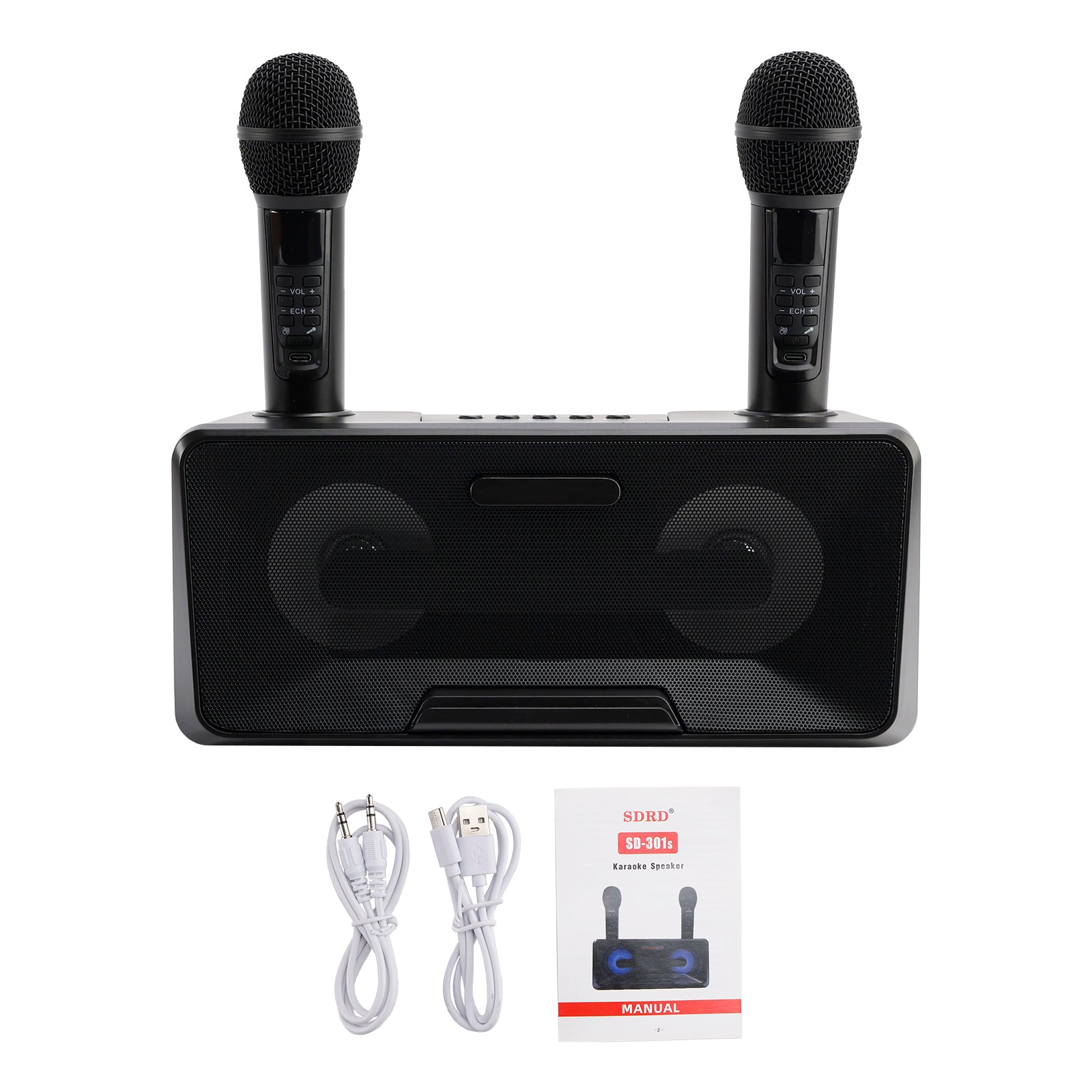 Wireless Bluetooth Speaker – All-in-One Portable Karaoke System with Dual Microphones for Outdoor Use