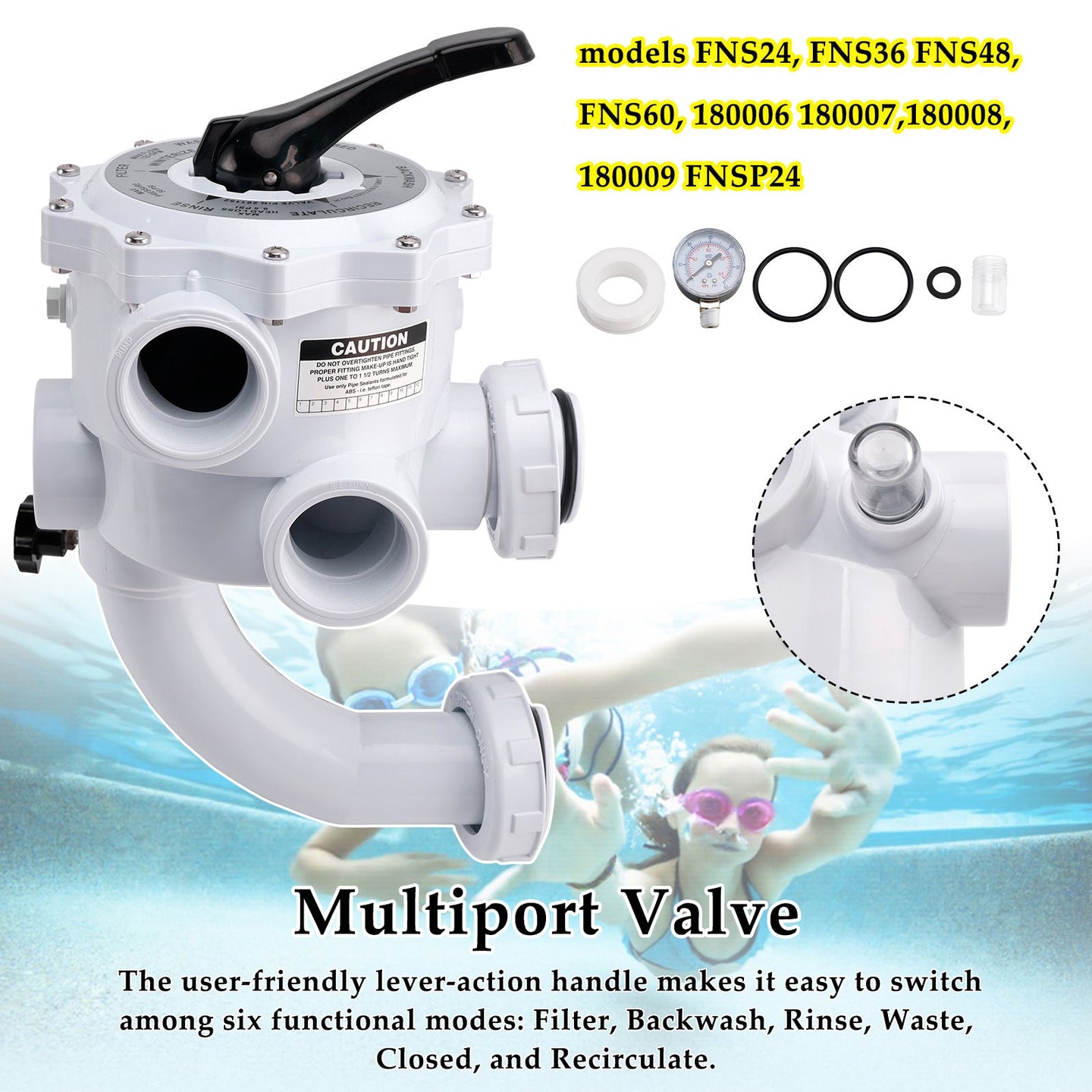 261152 2-Inch Multiport Valve Replacement for Pentair FNS, FNS Plus & Nautilus D.E. Filters