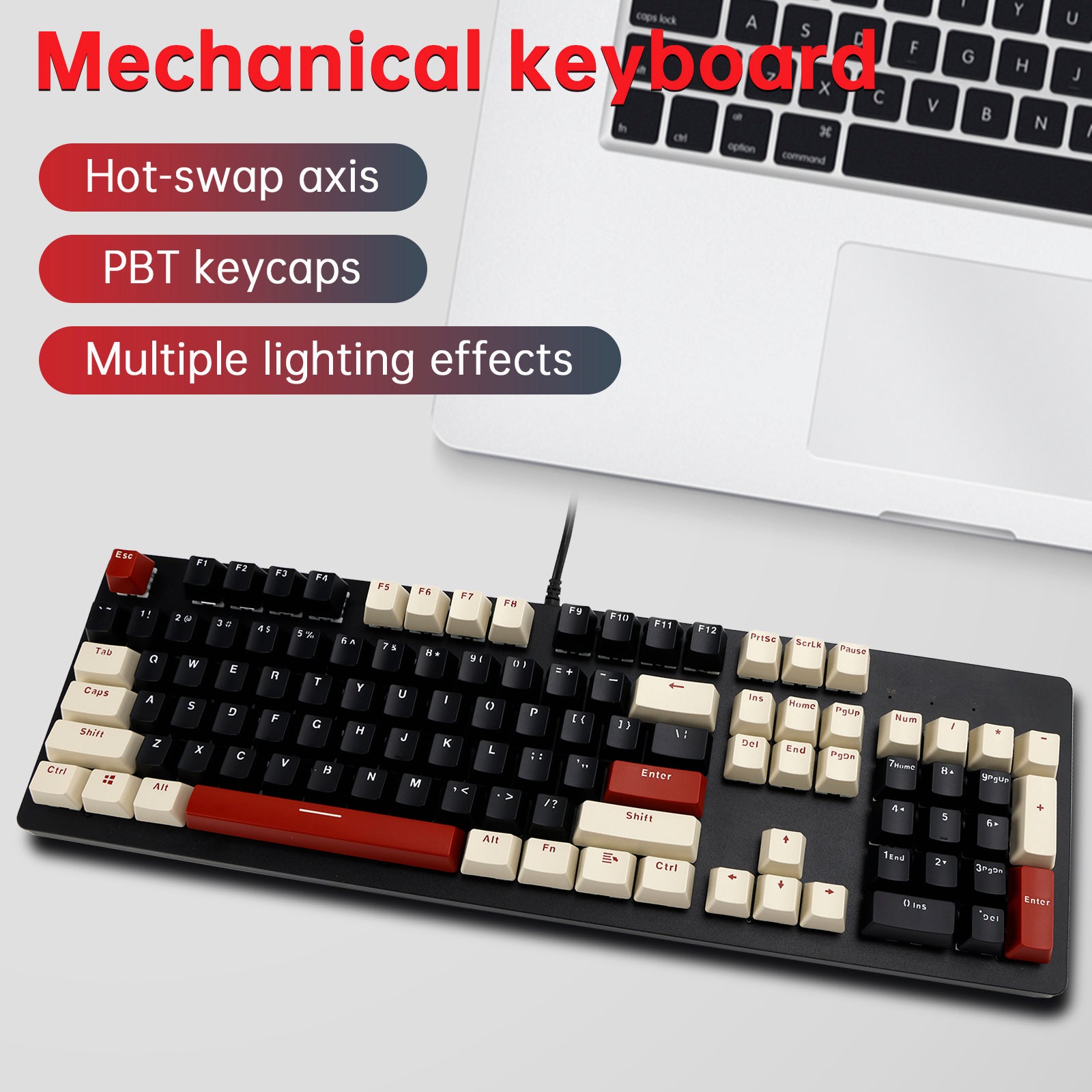 104Key Wired Mechanical Linear Switch Gaming Keyboard With Blue Switch RGB Light