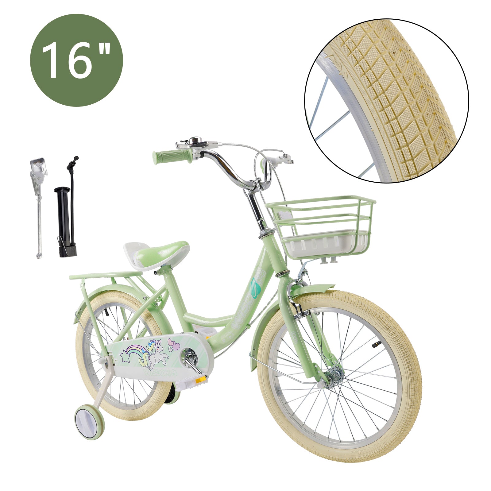 16"/18" Child Bicycle Girls Bike with auxiliary wheels & Rack & Basket