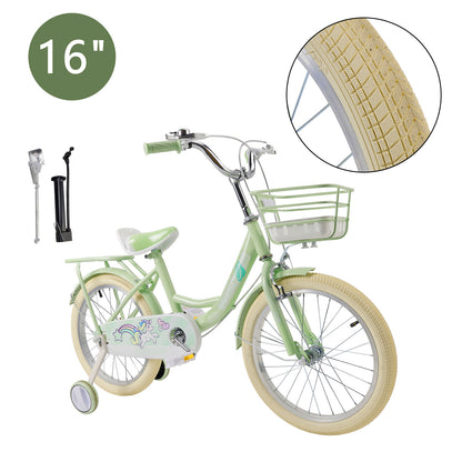 16"/18" Child Bicycle Girls Bike with auxiliary wheels & Rack & Basket