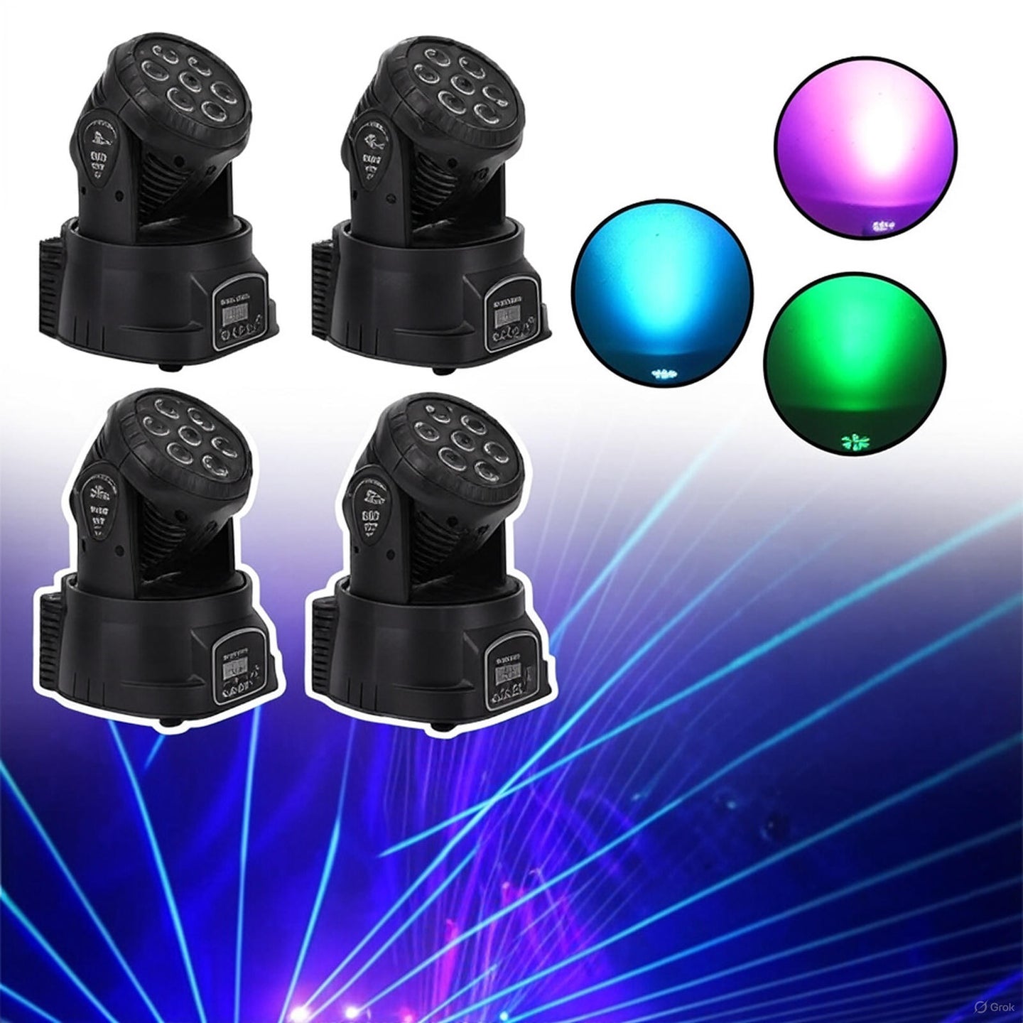 4Pcs 7 x10W Moving Head Stage Light 70W 7 LED RGBW DMX DJ Stage Party Lighting
