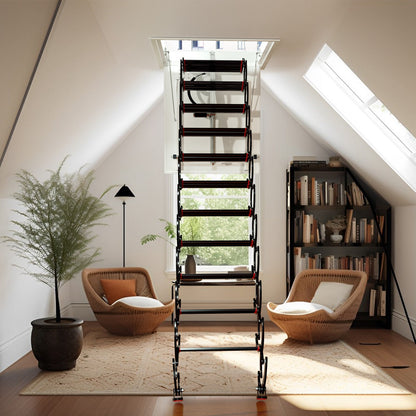 11 Steps 3m Electirc Attic Ladder Aluminum Folding With Remote Loft 31.5*35.4inch
