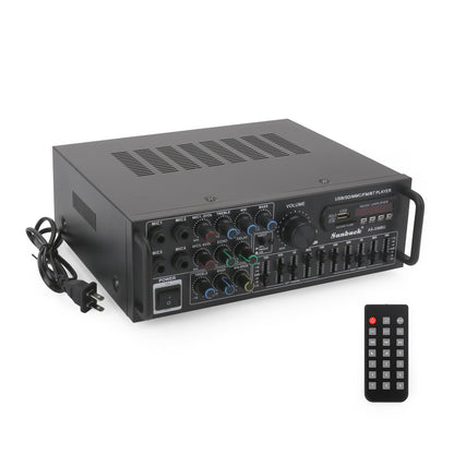 ☆2000W Bluetooth HiFi Power Amplifier Karaoke USB EQ Mixer SUNBUCK with Remote Control for Car and Home