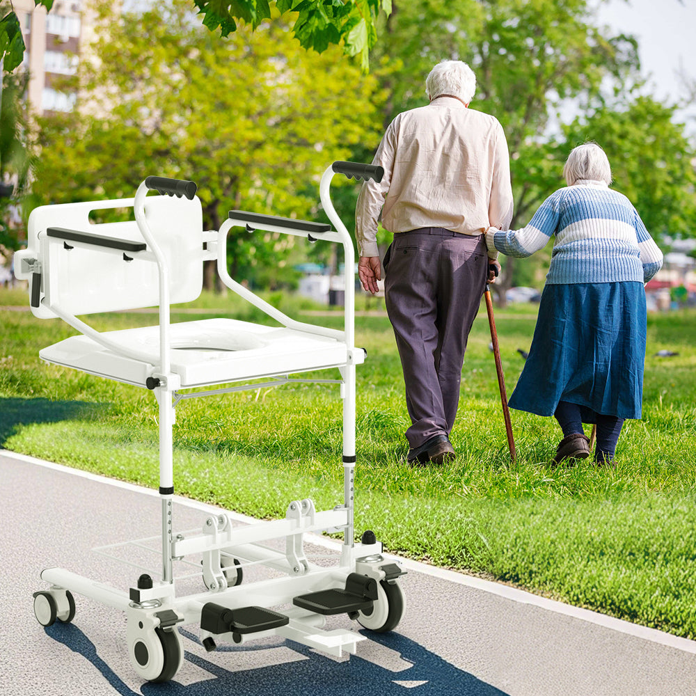 Hydraulic Patient Transfer Wheelchair – Removable Split-Type Chair, 250lb Capacity