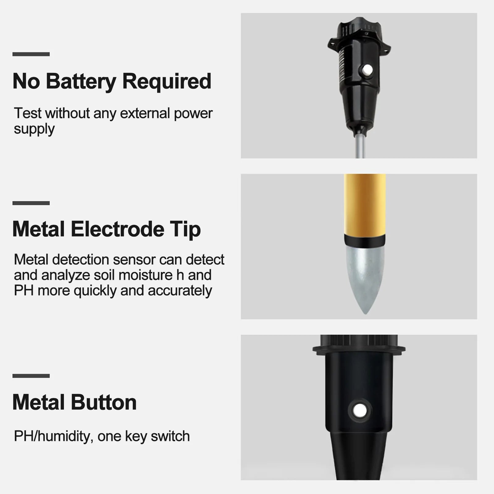 2-in-1 Soil Tester, No Batteries Required pH & Moisture Meter with 11.6" Long Probe for Garden, Lawn & Indoor Plants