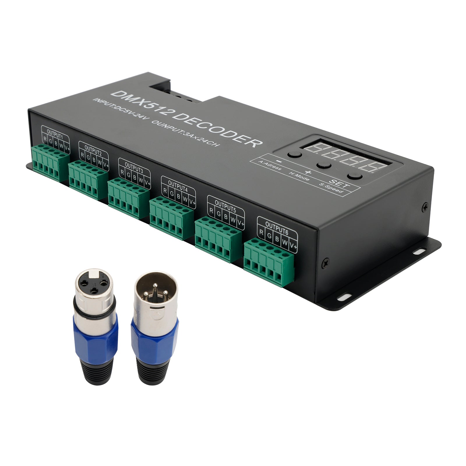 24 Channel DMX 512 Decoder RGBW PWM Dimmer Driver LED Strip Light Controller US