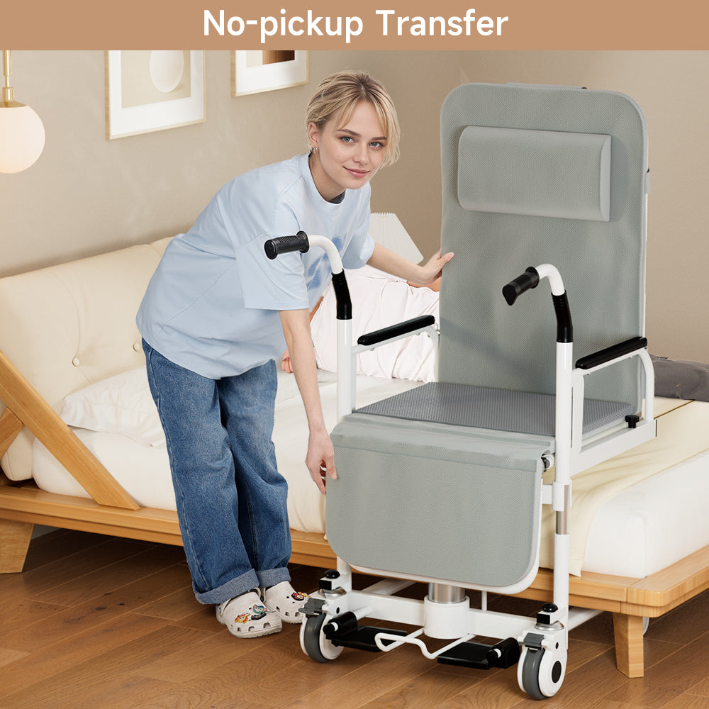 4-in-1 Lift Wheelchair, Waterproof, Shower/Toilet/Transfer, 150 kg Capacity