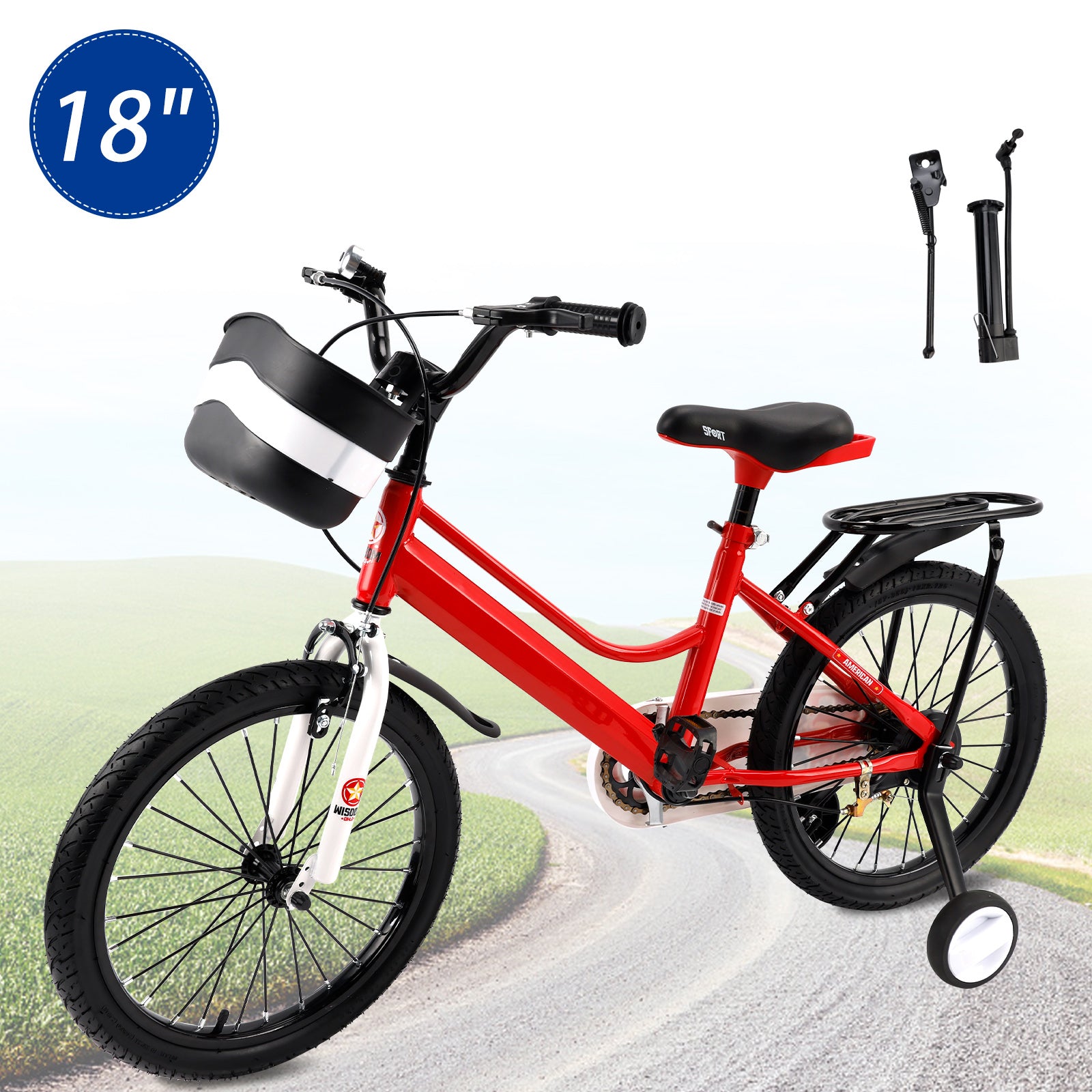 16" Kids Bike for Boys and Girls with auxiliary wheels & Rack Dark Blue
