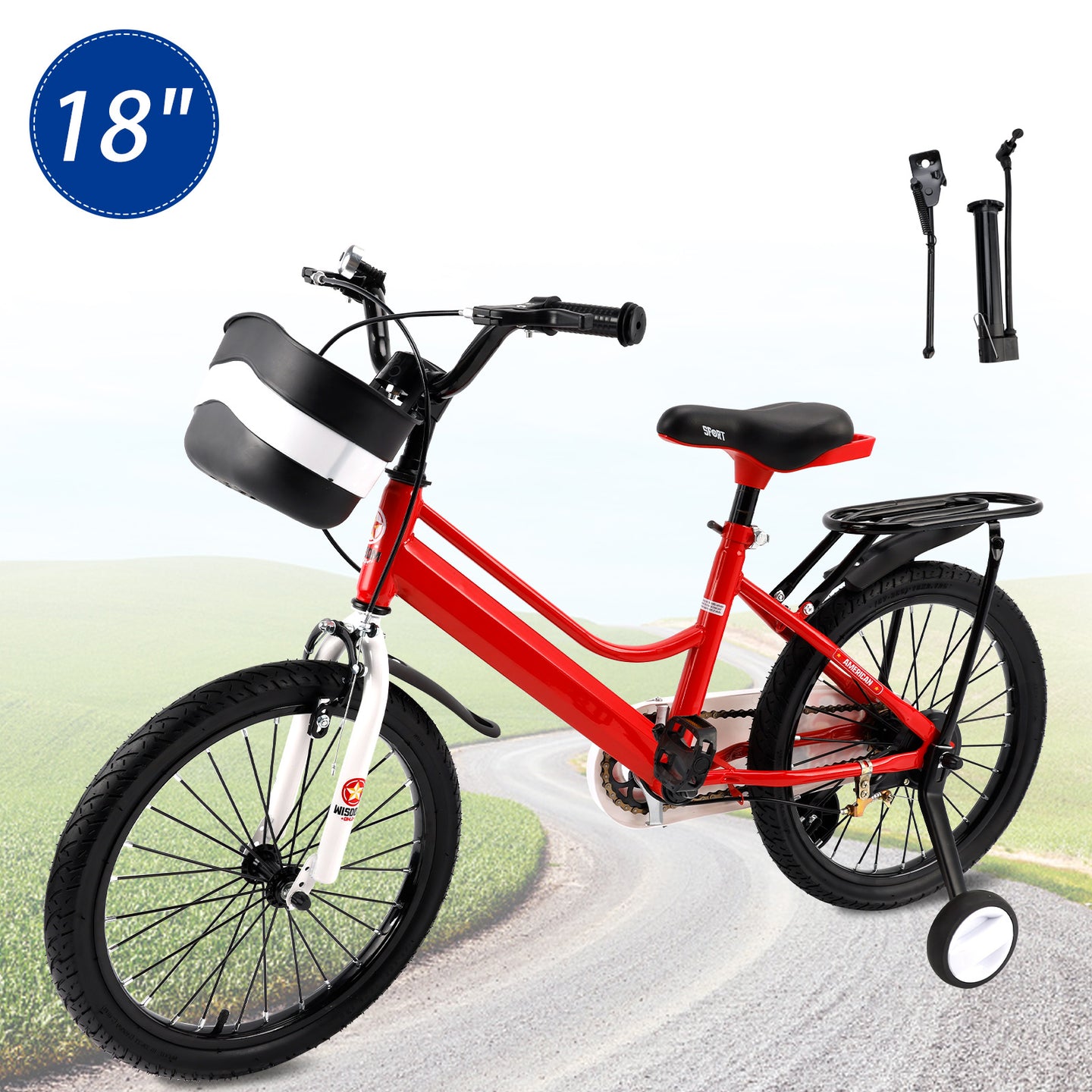 16" Kids Bike for Boys and Girls with auxiliary wheels & Rack Dark Blue