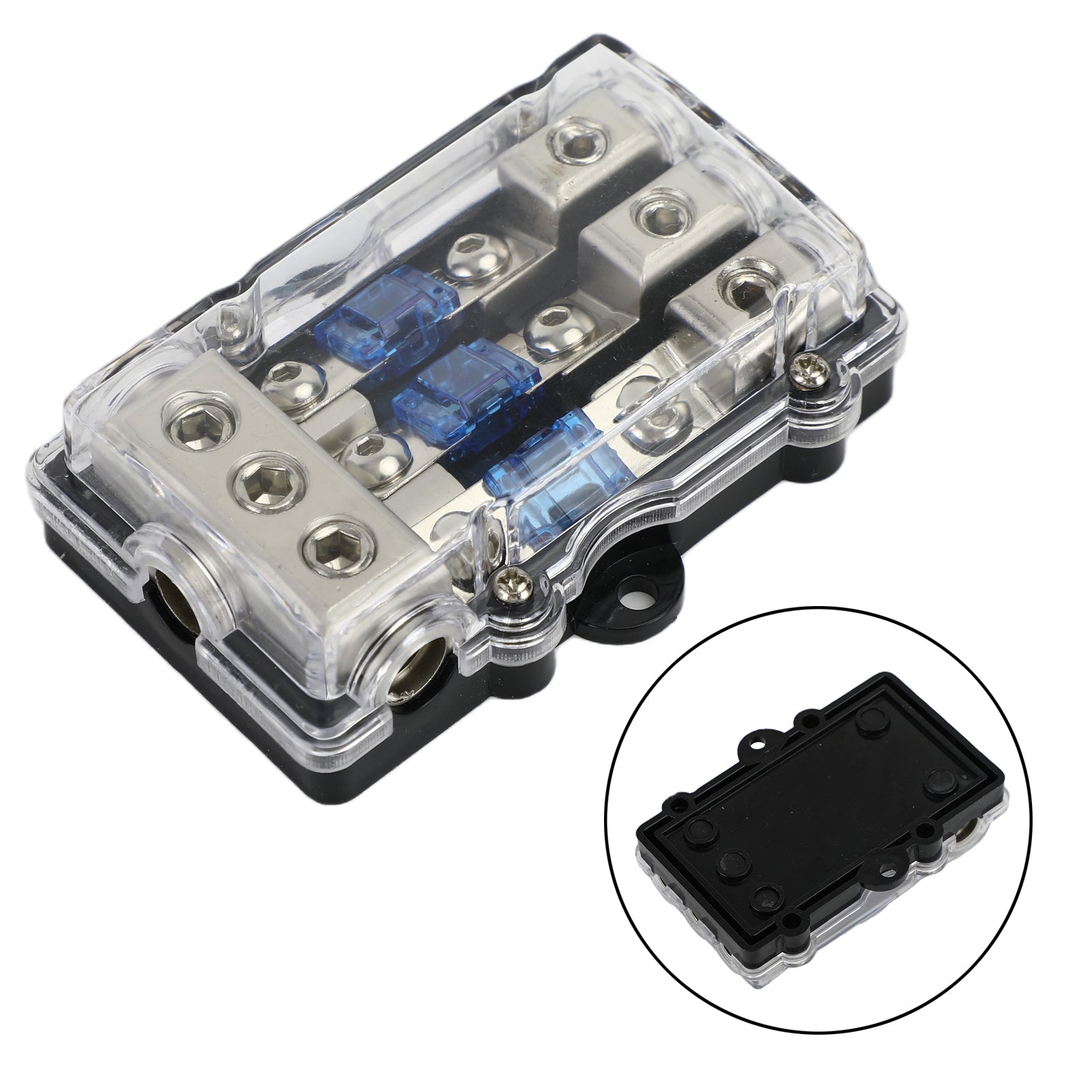 3-Way Mini ANL Power Distribution Block with 60A Fuses for Car Audio, Accepts 2/4GA In, 4/8GA Out