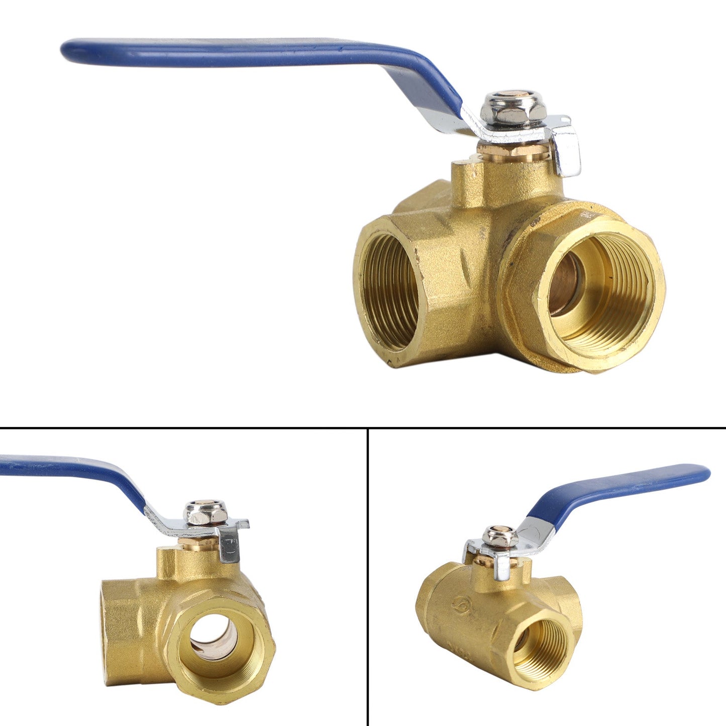 3-Way Ball Valve Female T Port Lever Handle Made Of Forged Brass