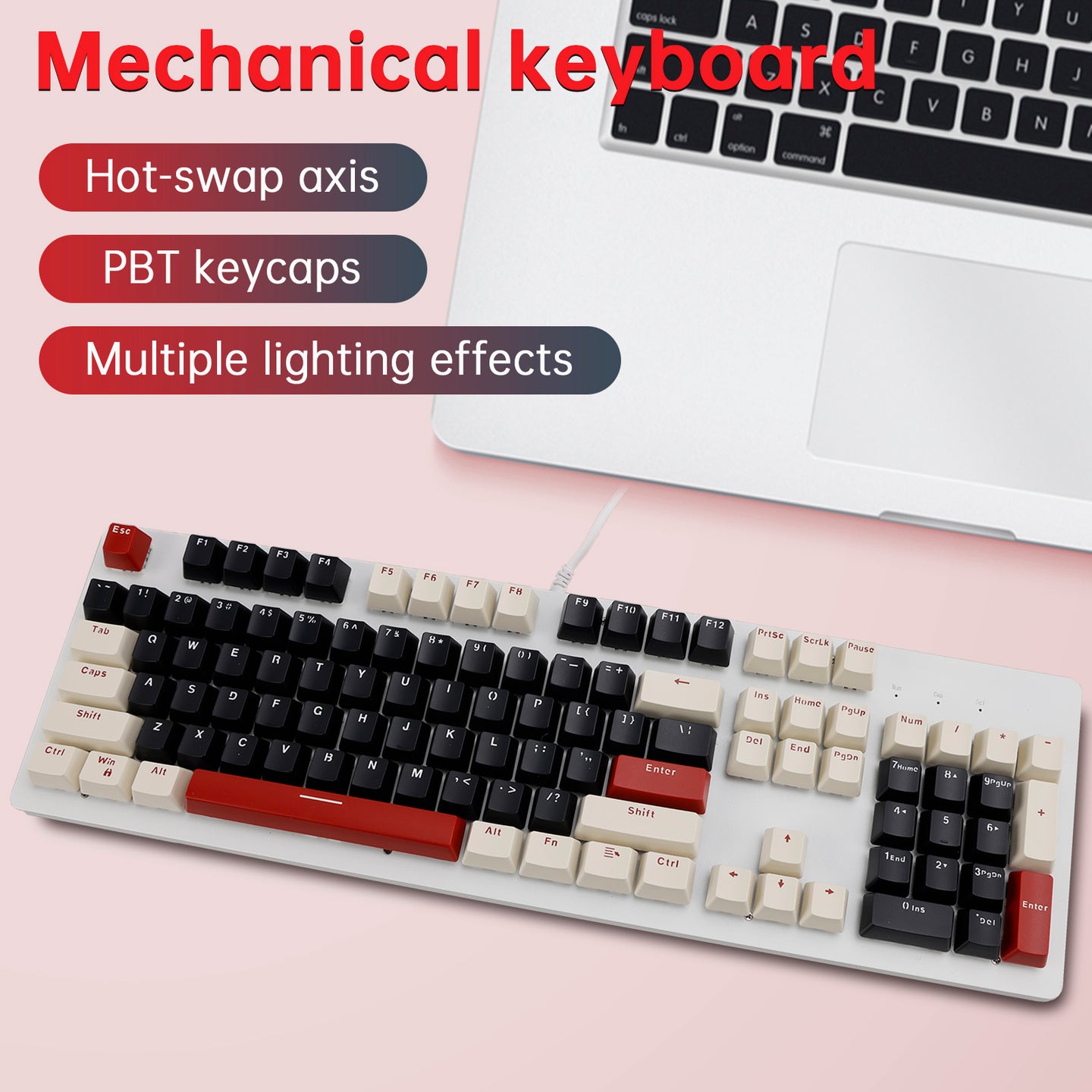 104Key Wired Mechanical Linear Switch Gaming Keyboard With Blue Switch RGB Light