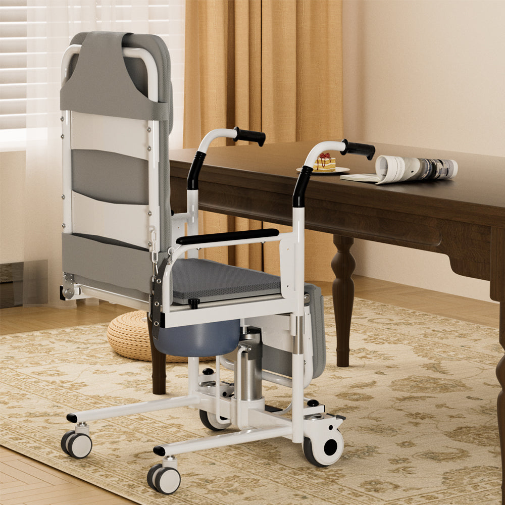 4-in-1 Lift Wheelchair, Waterproof, Shower/Toilet/Transfer, 150 kg Capacity