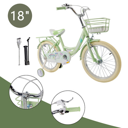 16"/18" Child Bicycle Girls Bike with auxiliary wheels & Rack & Basket