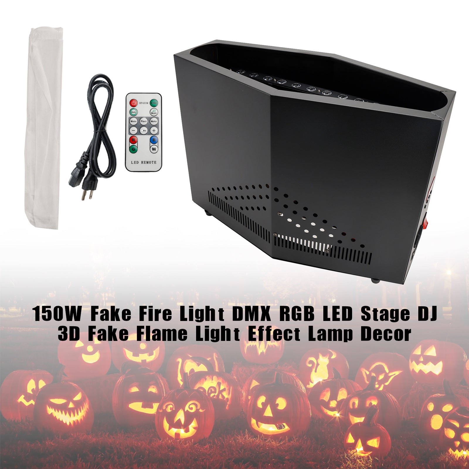 150W 3D Fake Fire LED Stage Light – DMX RGB Flame Effect Lamp for DJ Party & Event Decor