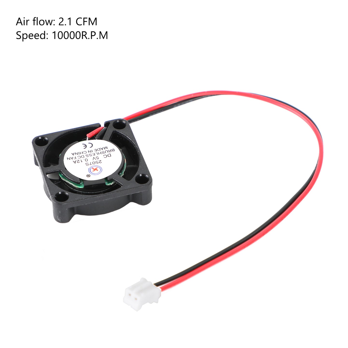2 Pin Wire 1Pc Brushless DC Cooling Blower Fan 5V 0.12A 2507S 25x25x7mm