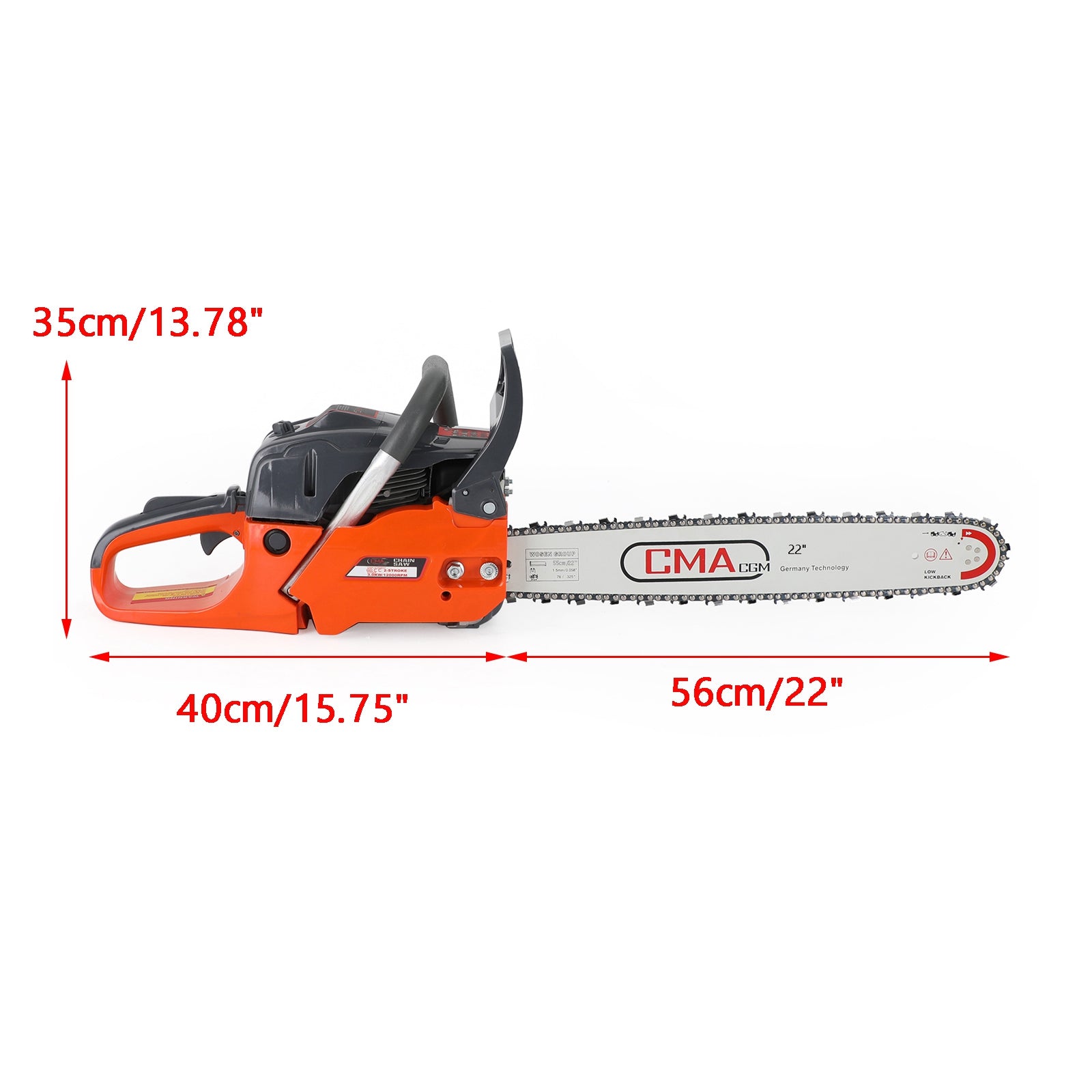 68CC Professional Gas Chainsaw with 22-Inch Bar, 3.0kW 2-Stroke Engine for Logging & Tree Felling