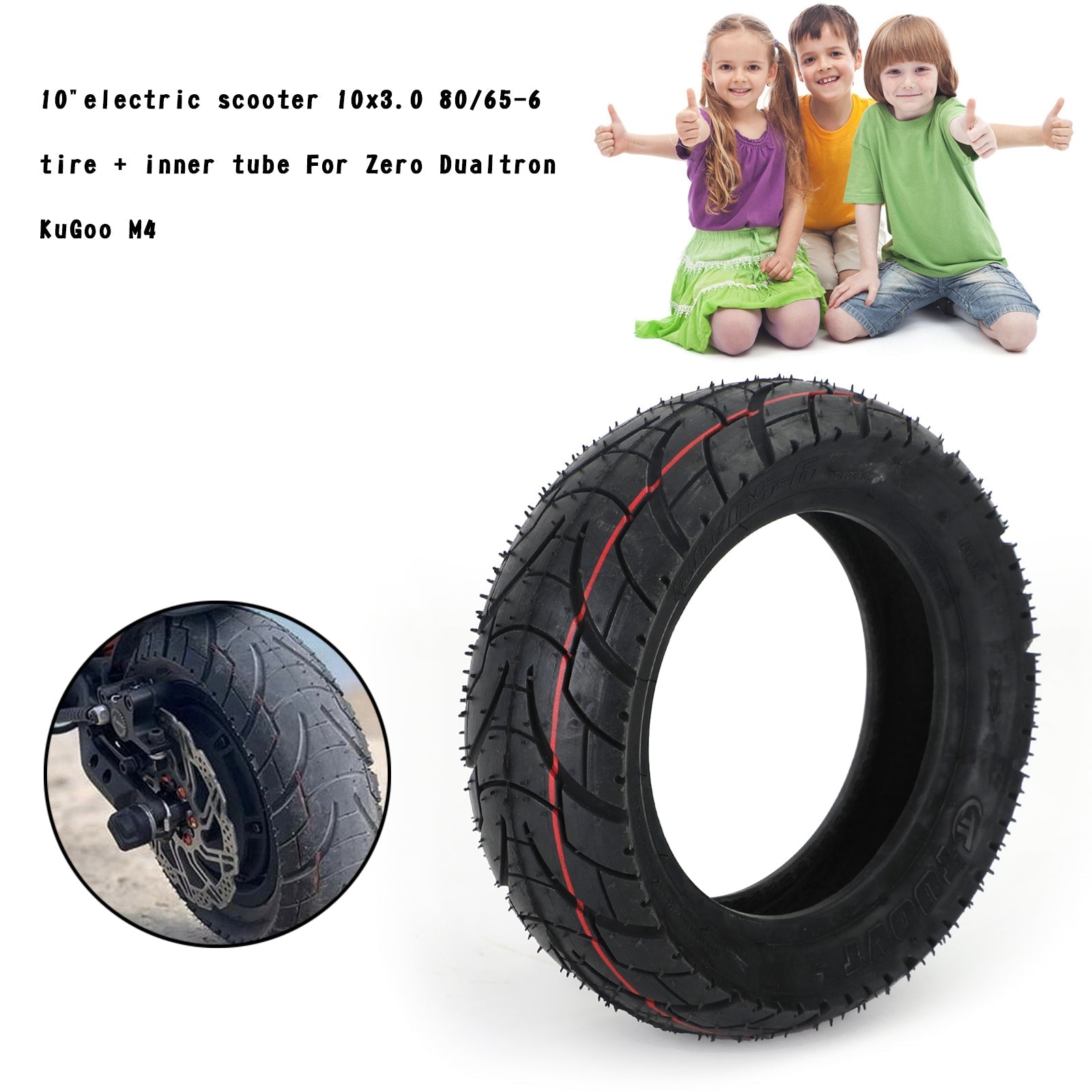 10 inch E-Scooter 10x3.0 80/65-6 Tire + Tube Zero Dualtron KuGoo M4 (Copy)