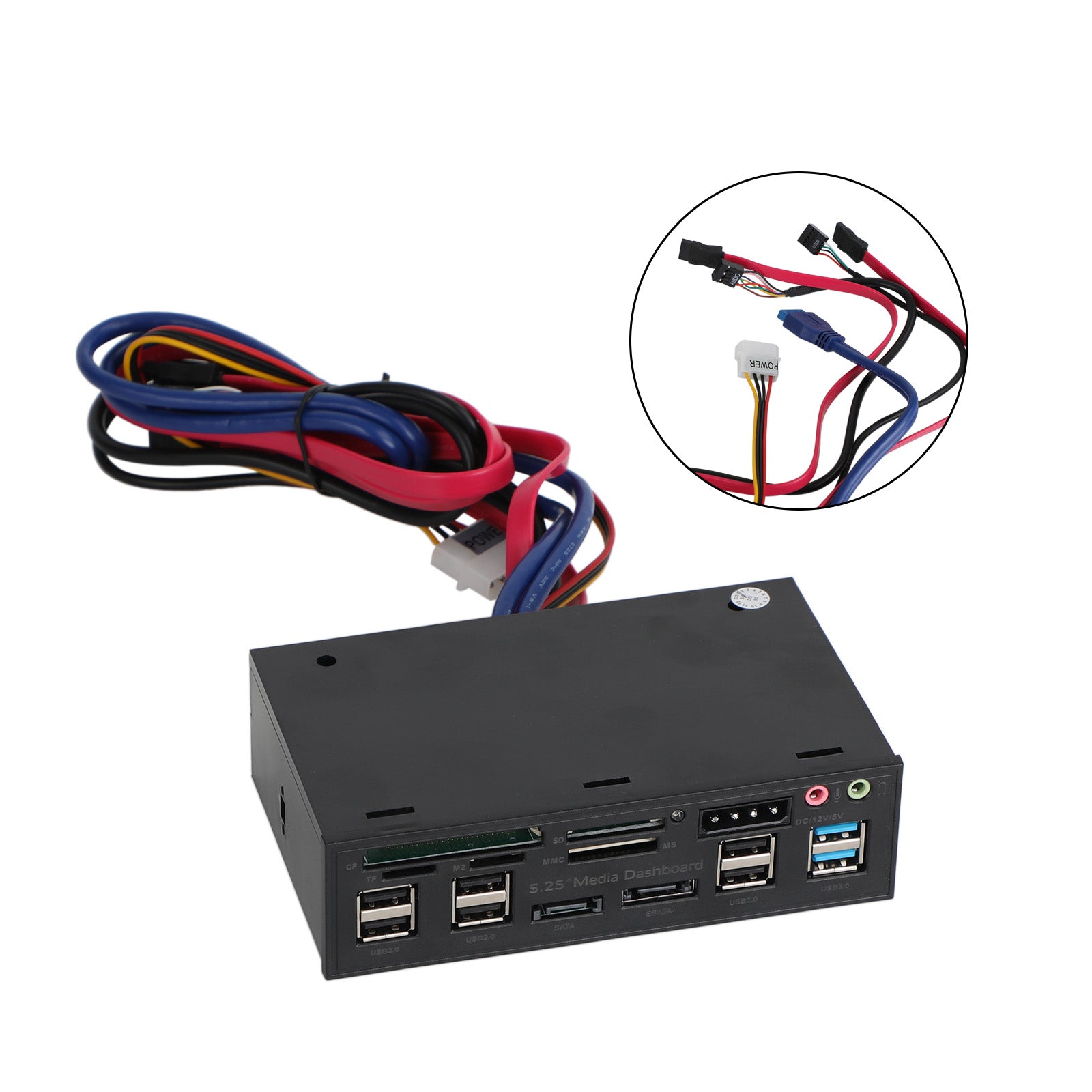 5.25" USB 3.0 SATA eSATA PC Front Panel Media Dashboard Internal Card Reader