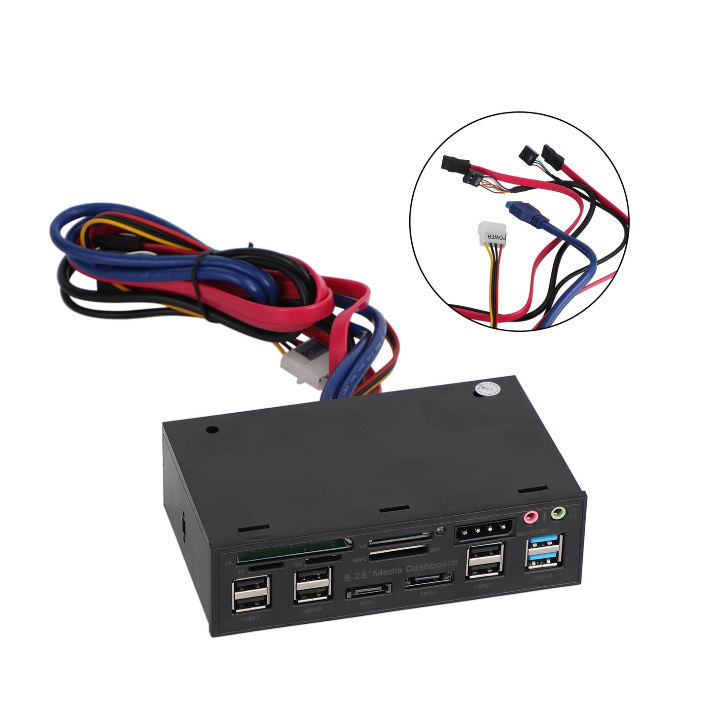 5.25" USB 3.0 SATA eSATA PC Front Panel Media Dashboard Internal Card Reader