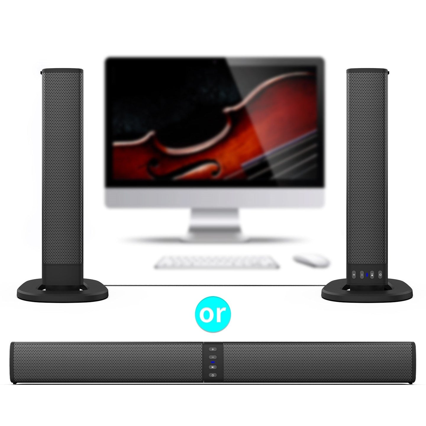 Bluetooth Soundbar with Built-in Subwoofer – 2-in-1 Portable TV Speaker System for Home Theater Surround Sound (Copy)