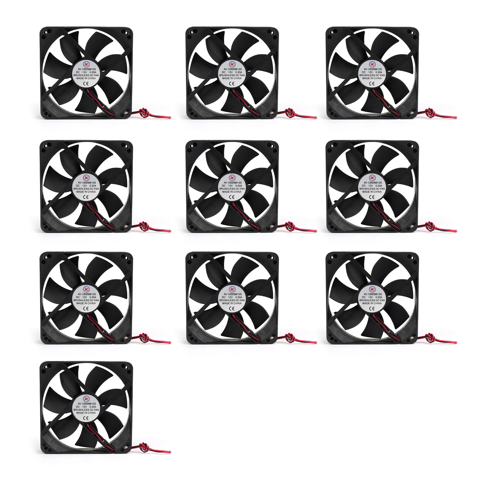 10PCS DC Brushless Cooling PC Computer Fan 12V 12025s 120x120x25mm 0.2A 2 Pin