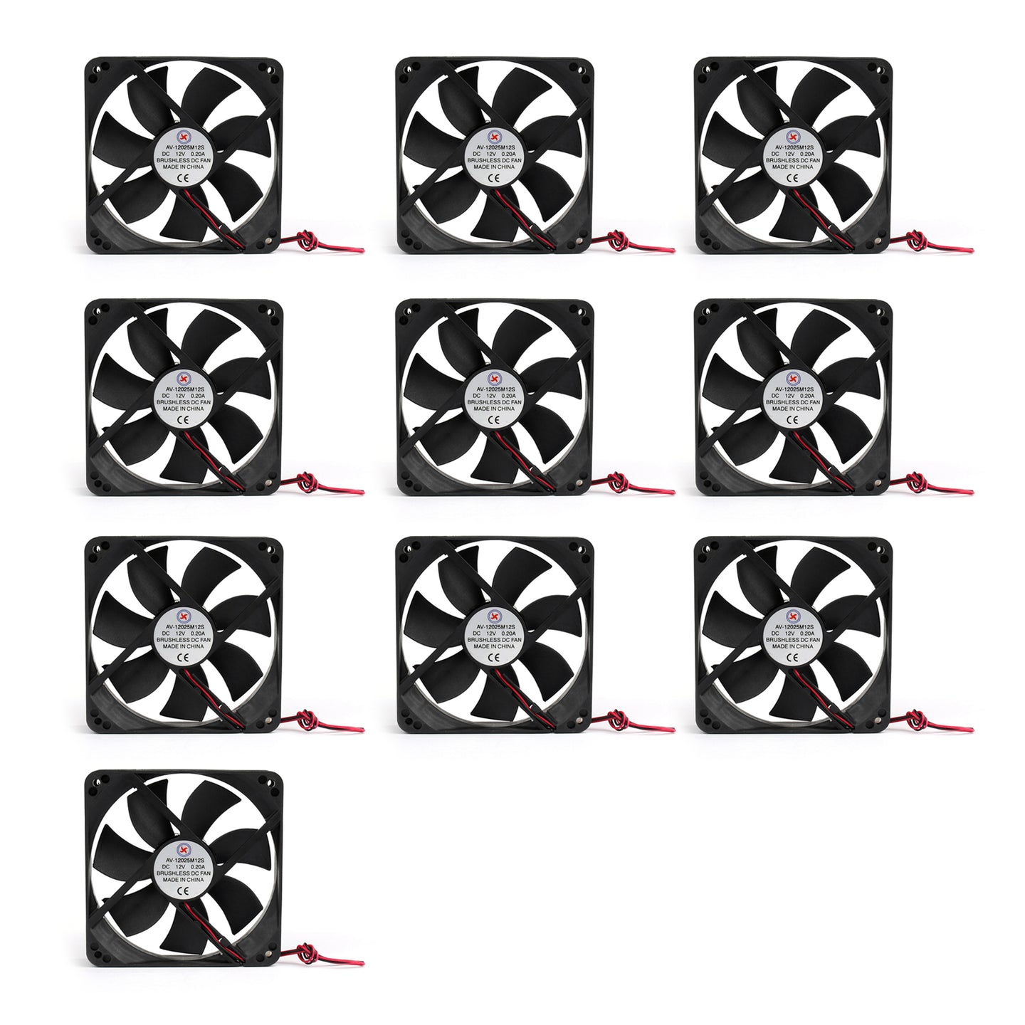 10PCS DC Brushless Cooling PC Computer Fan 12V 12025s 120x120x25mm 0.2A 2 Pin